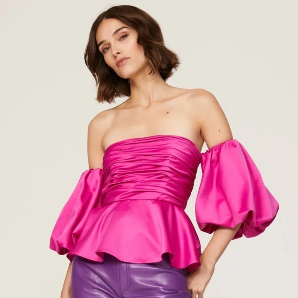AMUR magenta Eman Off-Shoulder peplum lined party sexy Blouse size 12